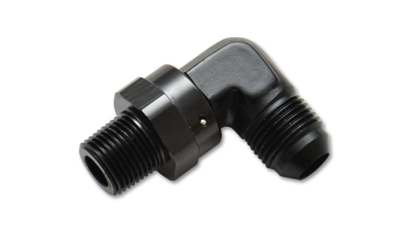 Vibrant -10AN to 3/8in NPT Male Swivel 90 Degree Adapter Fitting