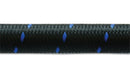 Vibrant -12 AN Two-Tone Black/Blue Nylon Braided Flex Hose (20 foot roll)