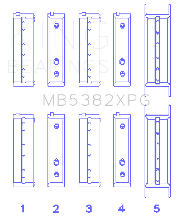 King Subaru EJ20/EJ22/EJ25 (For Thrust in #5 Position) 0.5 Oversized Tri-Metal Perf Main Bearing Set