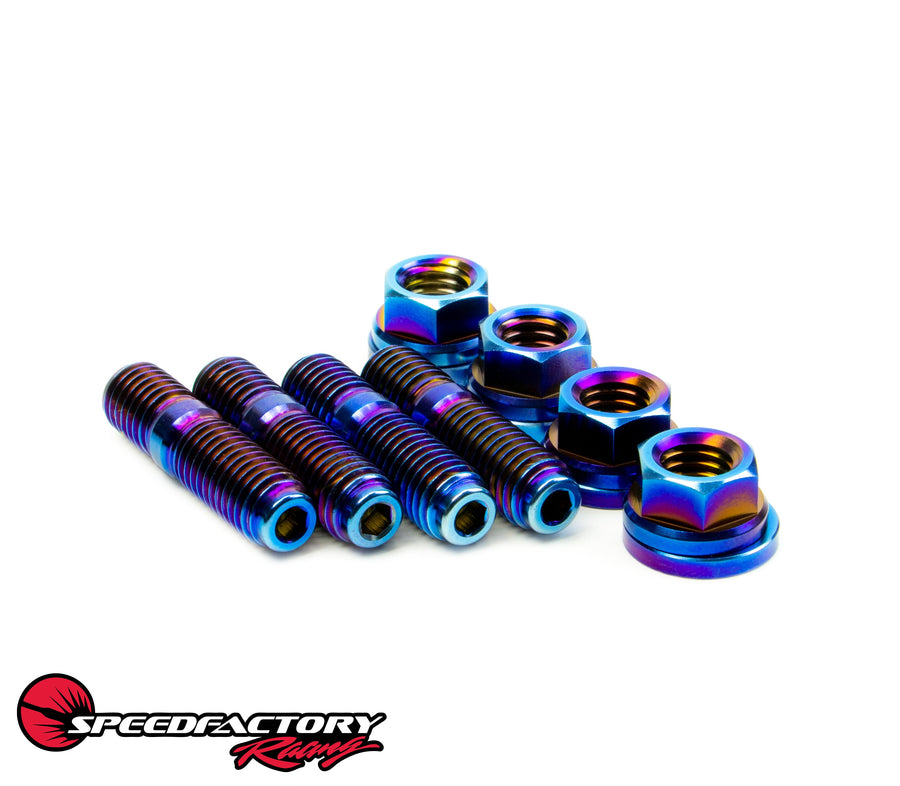 SpeedFactory Racing BURNT Titanium Turbo to Manifold Stud Kit – 4pc [SF-02-081-B]