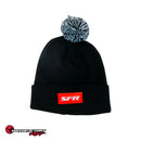 SpeedFactory Outlaw Pom Beanie (Black/White Pom) Red SFR Label