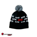 SpeedFactory Outlaw Pom Beanie (black/white pom) Red and White SFR Design