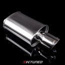 K-Tuned Universal Muffler - Polished / Short (Offset Inlet / Center Outlet)